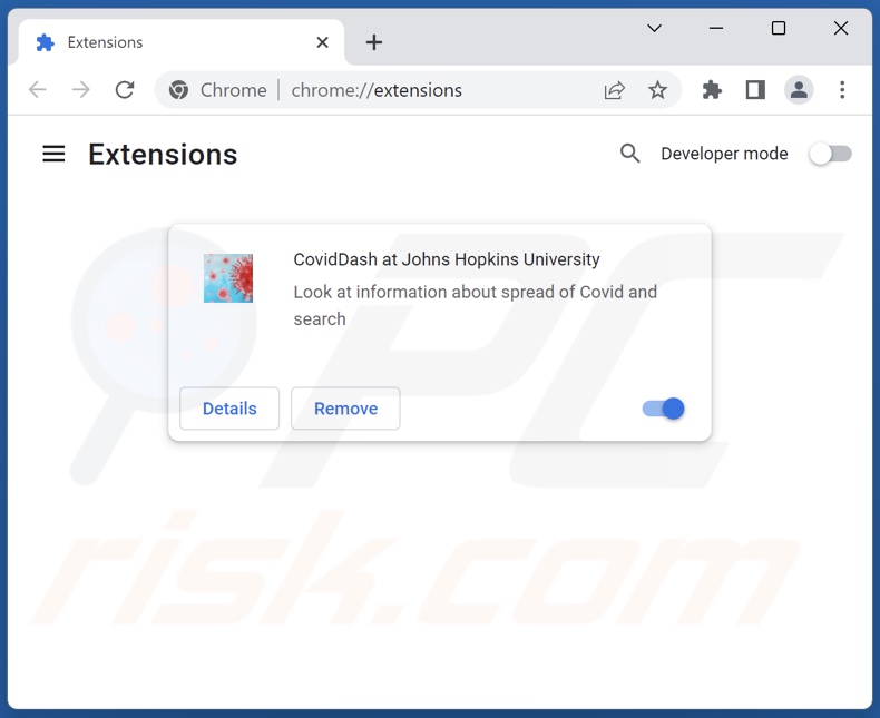 Mit coviddashboard.extjourney.com verwandte Google Chrome Erweiterungen entfernen