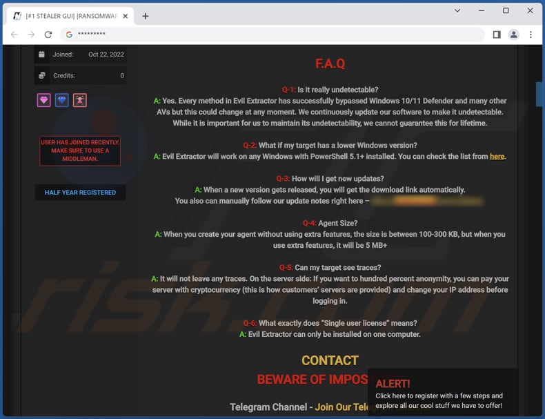 Evil Extractor Malware Hacker-Forum
