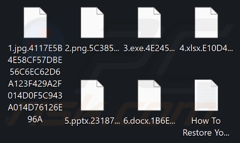 Von RTM Locker Ransomware verschlüsselte Dateien (zufällige Erweiterung)