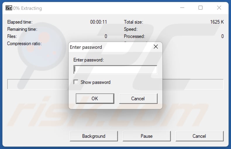 Selbstextrahierende Archiv (SFX) Malware Passwort-geschützte SFX erstellt mit 7zip 