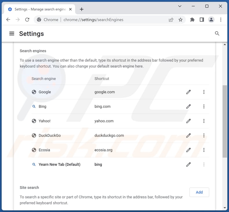 bing.com von der Google Chrome Standardsuchmaschine entfernen