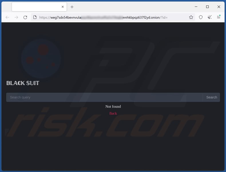 BlackSuit Ransomware Tor Webseite