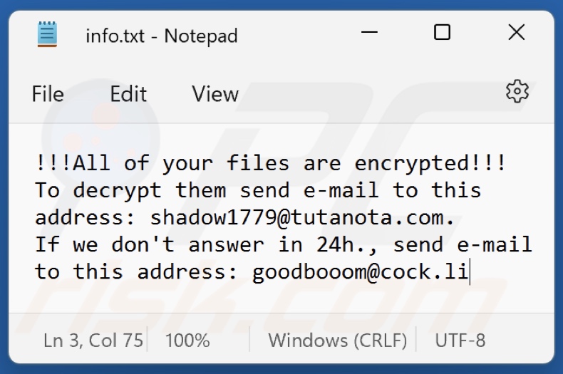 BOOM (Phobos) Ransomware Textdatei (info.txt)