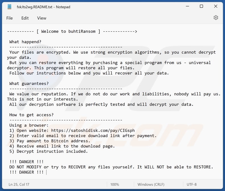Buhti Ransomware Textdatei ([victim's_ID].README.txt)