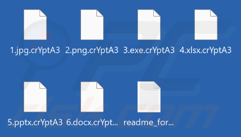 Von crYptA3 Ransomware verschlüsselte Dateien (. crYptA3 Erweiterungen)