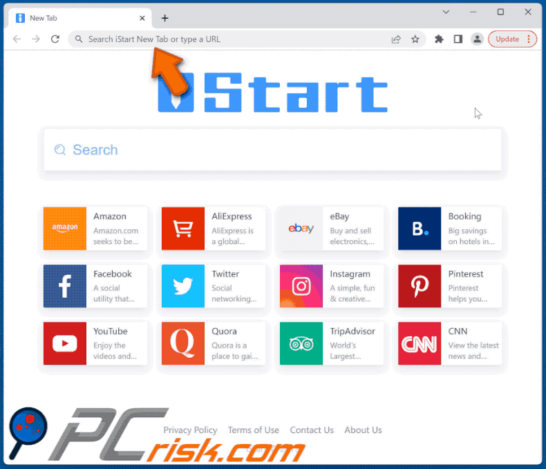 iStart New Tab Browserentführer letsearches.com leitet auf bing weiter