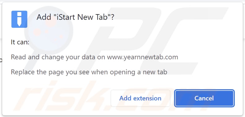 iStart New Tab Browserentführer bittet um Berechtigungen