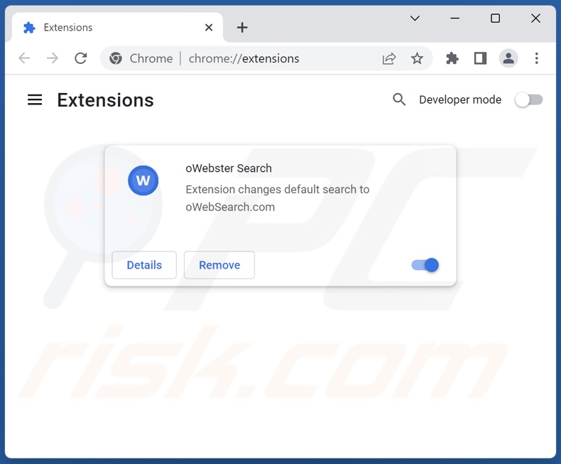 Mit owebsearch.com verwandte Google Chrome Erweiterungen entfernen
