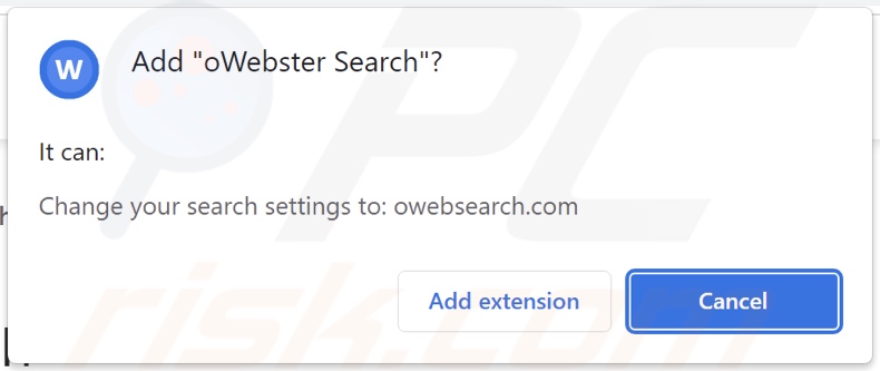 Der oWebster Search Browserentführer bittet um Berechtigungen