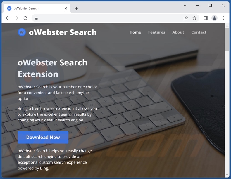 Webseite zur Förderung des oWebster Search Browserentführers