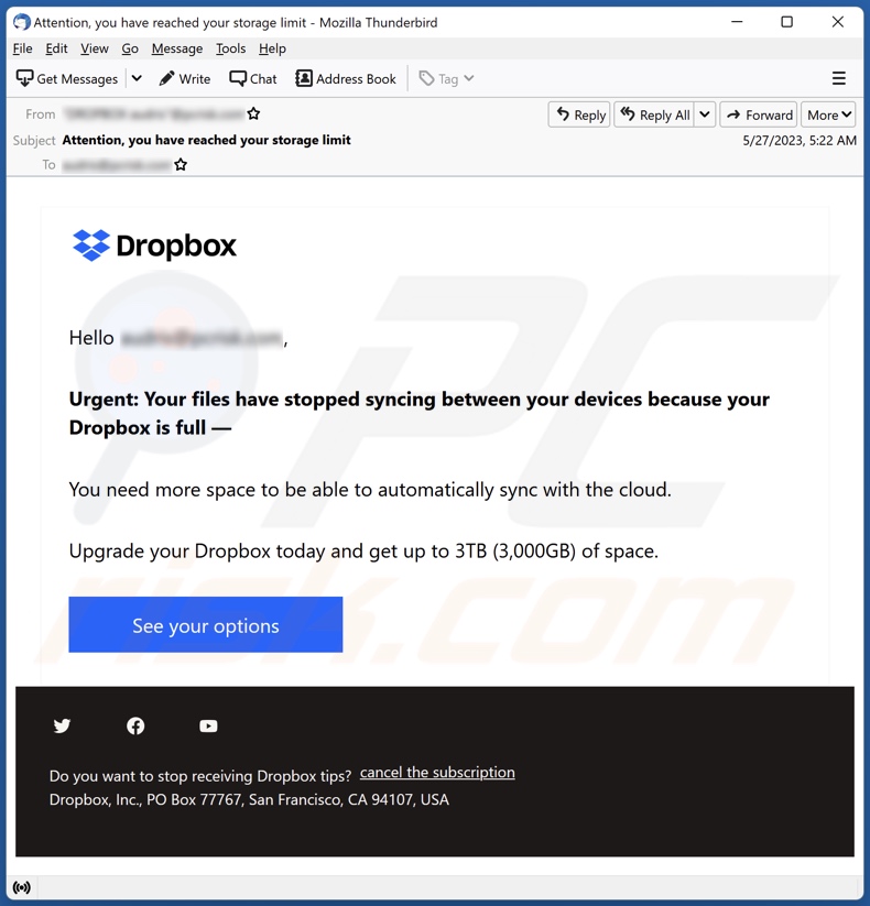 e mail in dropbox speichern