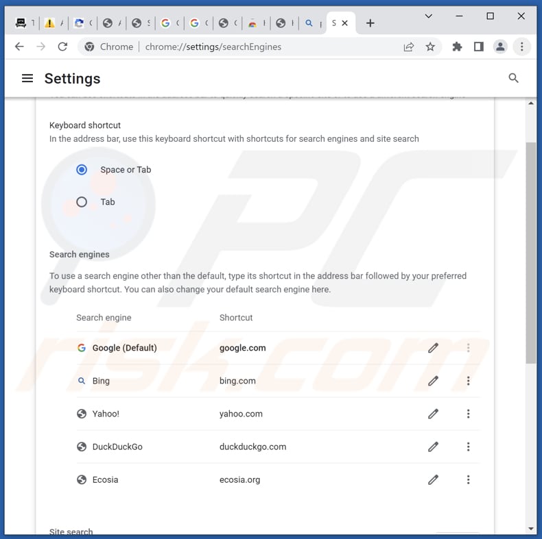 bing.com von der Google Chrome Standardsuchmaschine entfernen