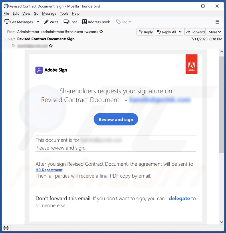 Adobe Sign E-Mail Spam-Kampagne