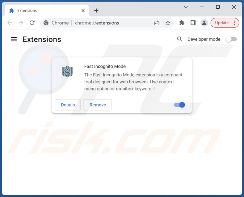 Removing Fast Incognito Mode Adware von Google Chrome entfernen Schritt 2