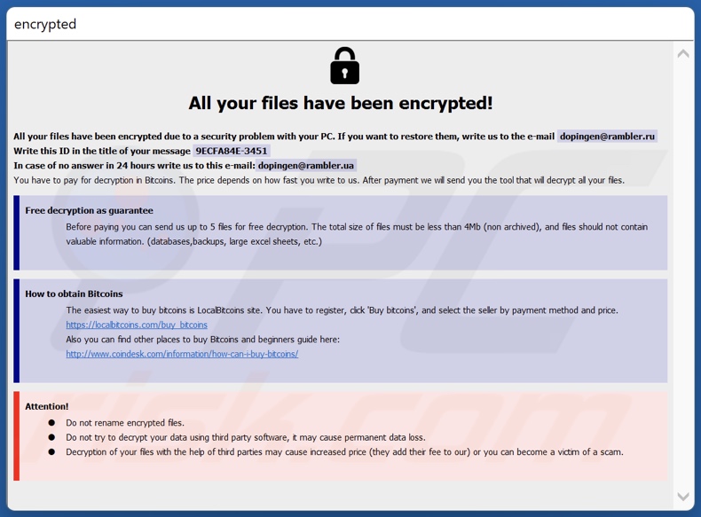 Lucky Ransomware Lösegeldforderung (info.hta)