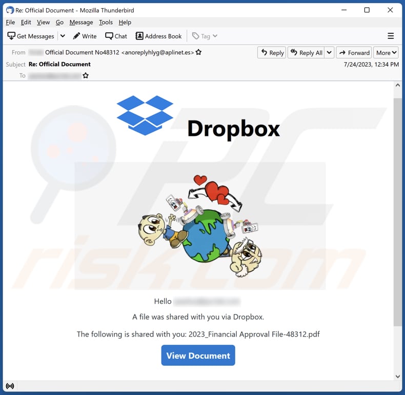 A File Was Shared With You Via Dropbox E-Mail-Spam-Kampagne