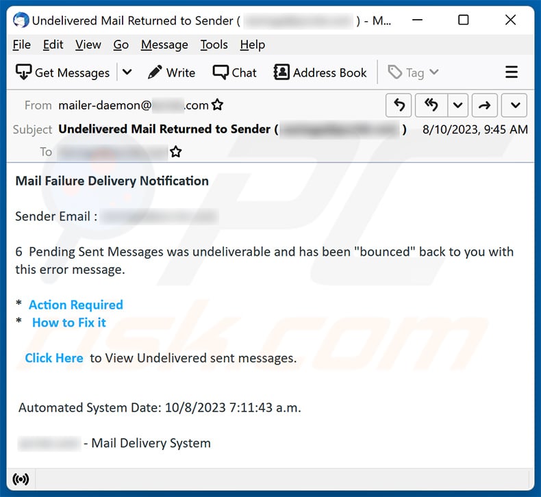 Mail Delivery Failure E-Mail-Betrug (2023-08-11)