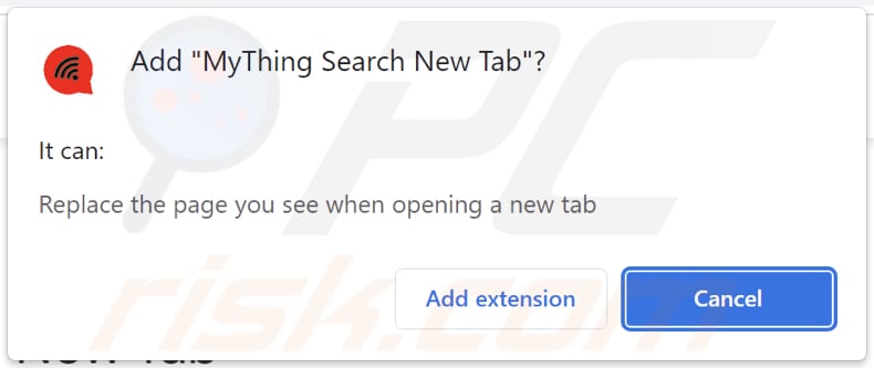 MyThing Search New Tab Browserentführer bittet um Berechtigungen