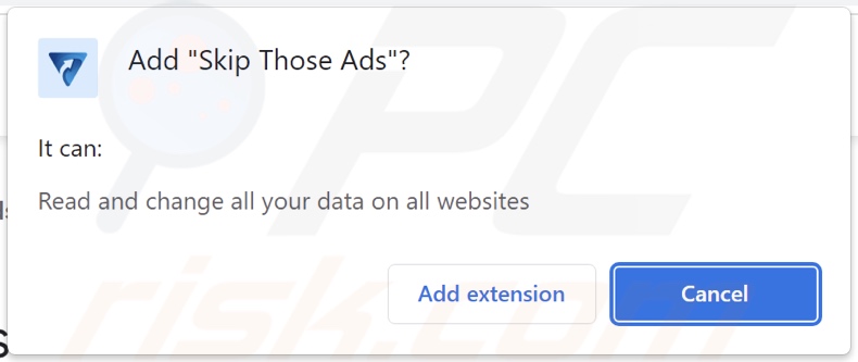 Skip Those Ads Adware bittet um Berechtigungen