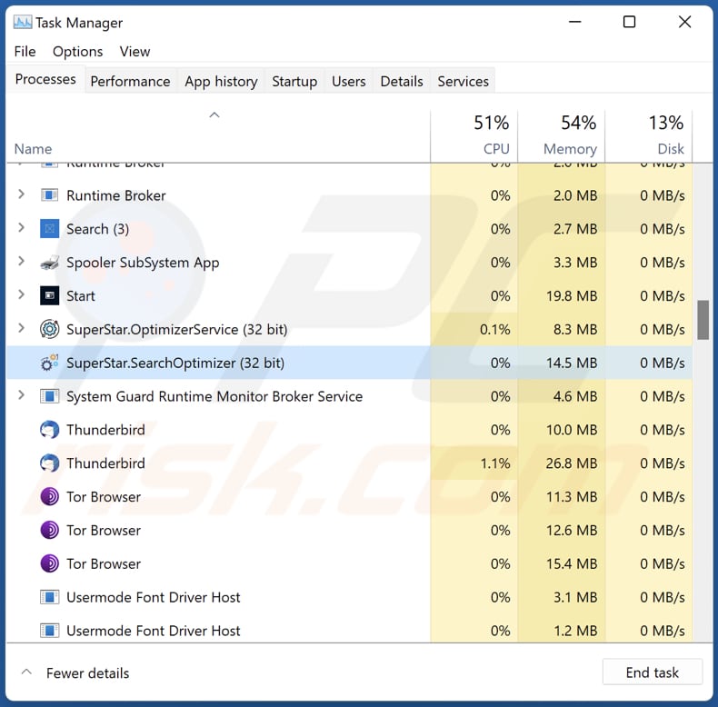 SuperStar.SearchOptimizer und SuperStar.OptimizerService Prozesse laufen im Task-Manager