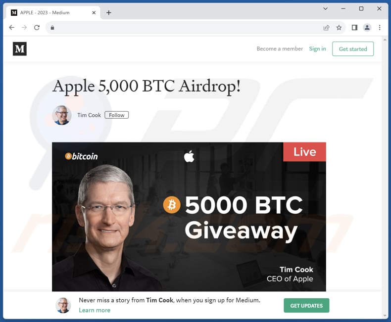 Apple Crypto Giveaway Betrug