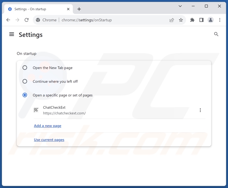 chatcheckext.com von der Google Chrome Startseite entfernen