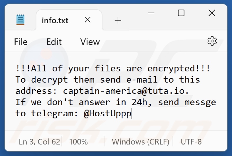 Deep (Phobos) Ransomware Textdatei (info.txt)