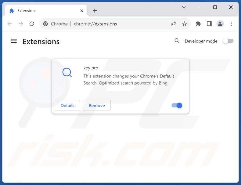 Mit keysearchs.com verwandte Google Chrome Erweiterungen entfernen