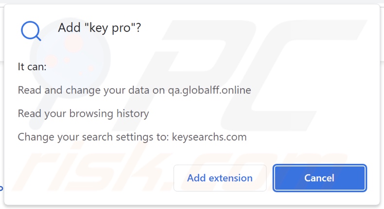 Der key pro Browserentführer bittet um Berechtigungen