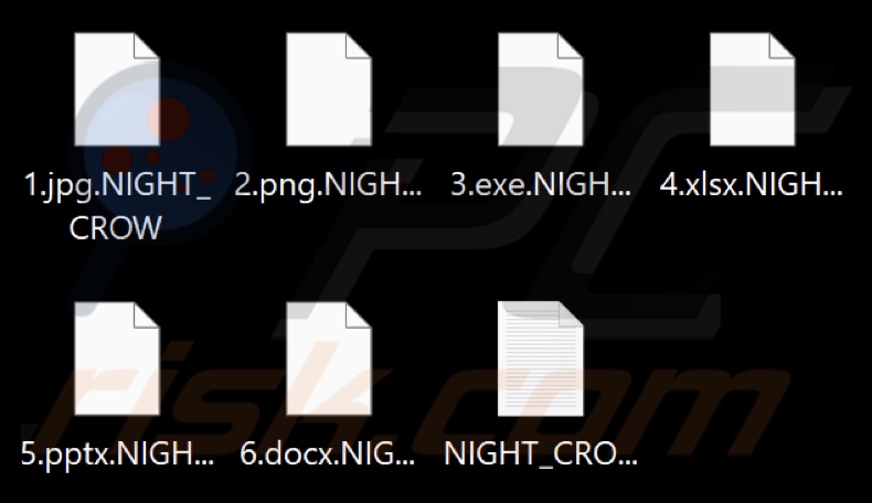 Files encrypted by NIGHT CROW ransomware (.NIGHT_CROW extension)