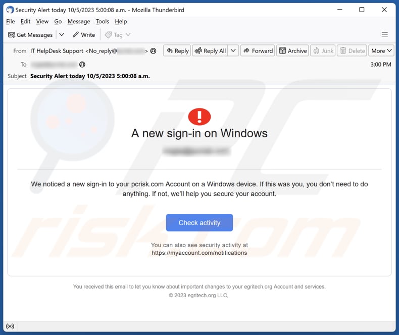 A New Sign-in On Windows Phishing-E-Mail