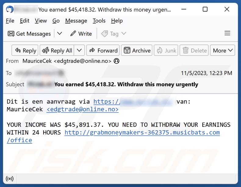 Bitcoin Mining Betrug fördert Spam-E-Mail 1