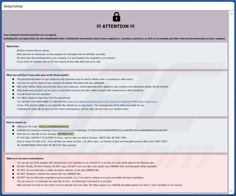 DeepInDeep Ransomware Lösegeldforderung (info.hta)