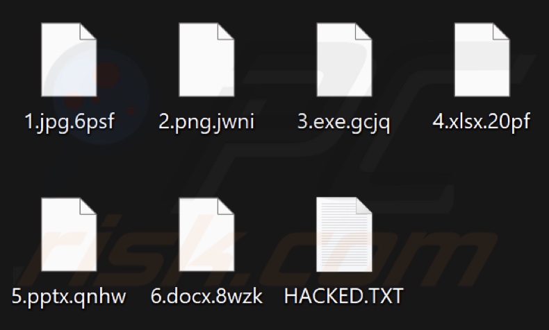 Von Mad Cat Ransomware verschlüsselte Dateien (Erweiterung umfasst vier zufällige Zeichen)