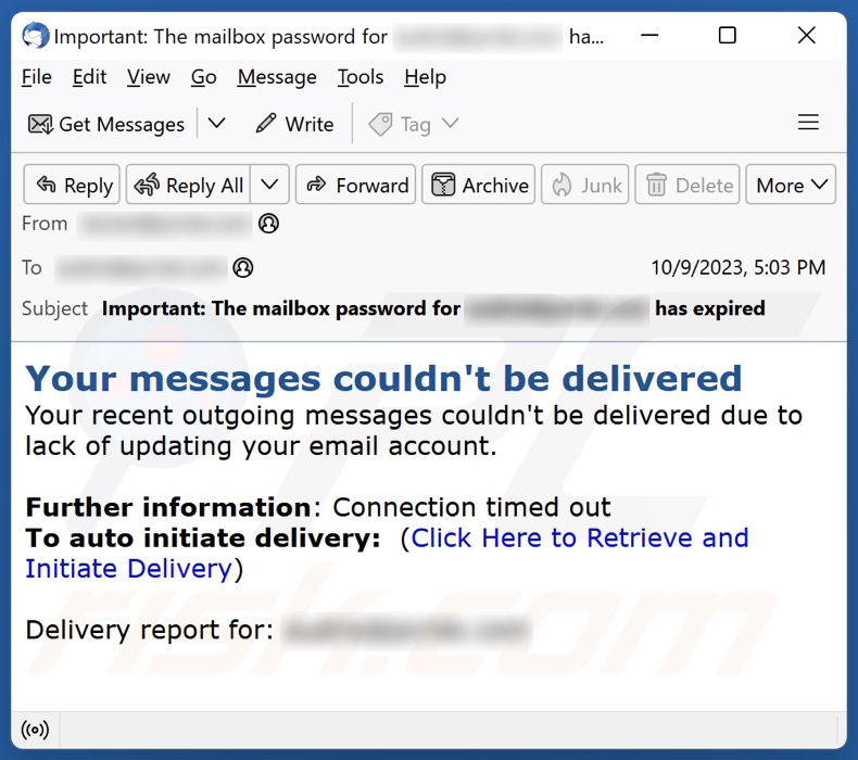Your Messages Couldn't Be Delivered E-Mail Spam-Kampagne
