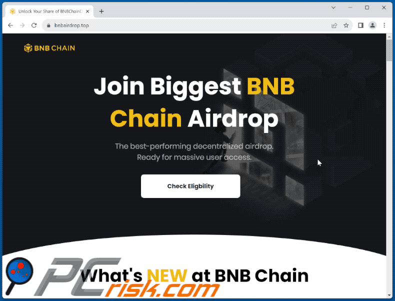 Aussehen des BNB Chain Airdrop Betrugs (GIF)