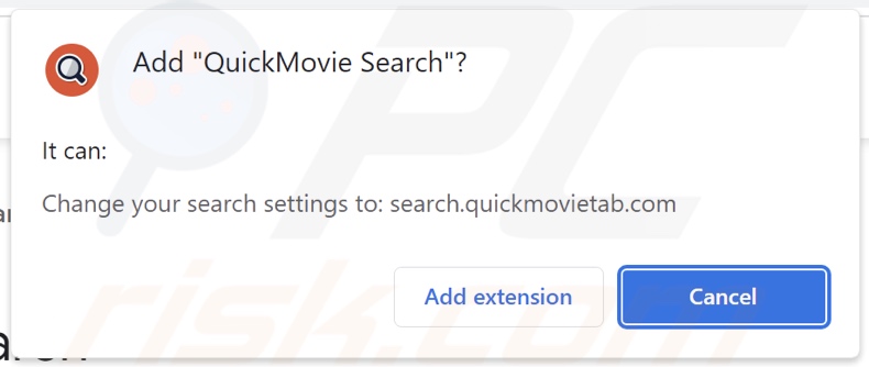 QuickMovie Search Browserentführer bittet um Berechtigungen