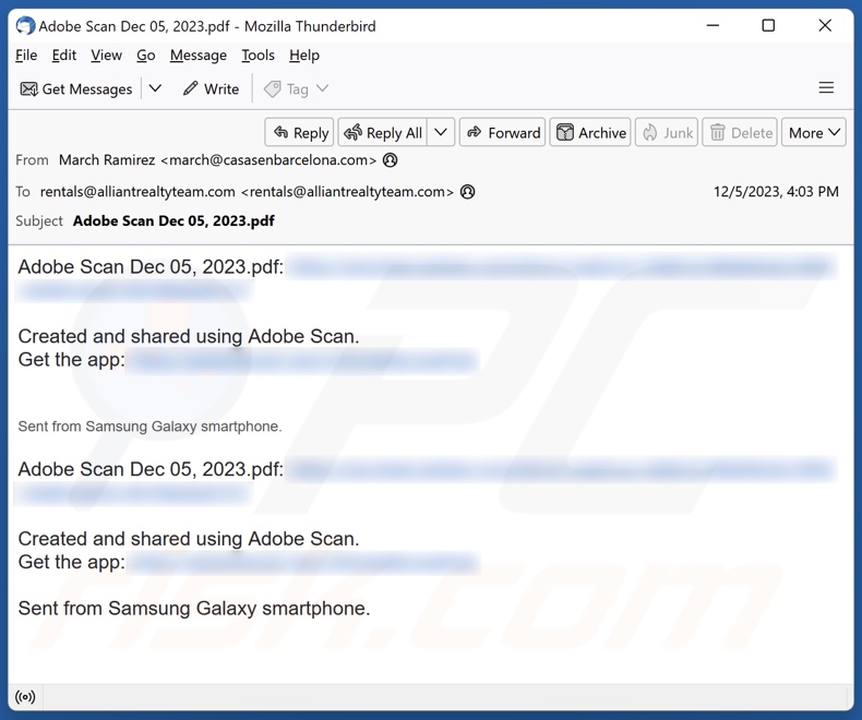 Adobe Scan E-Mail Spam-Kampagne