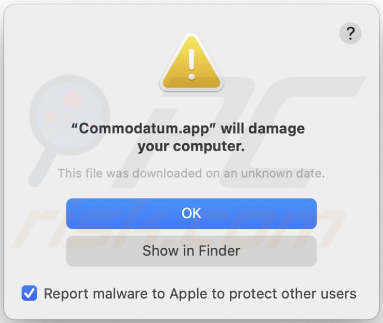 Commodatum.app Adware Pop-up-Warnung