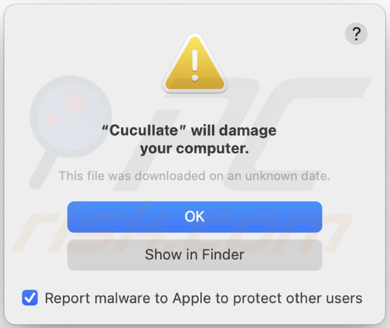 Cucullate Adware Pop-up Warnung