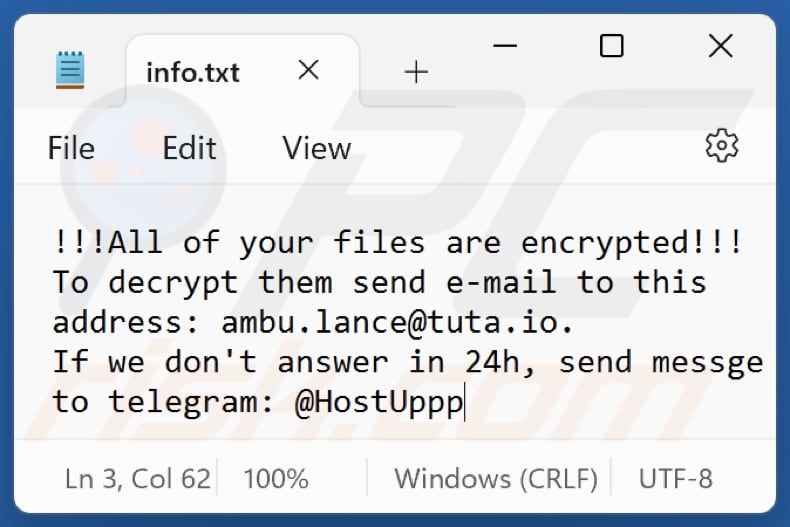 Elpy Ransomware Textdatei (info.txt)