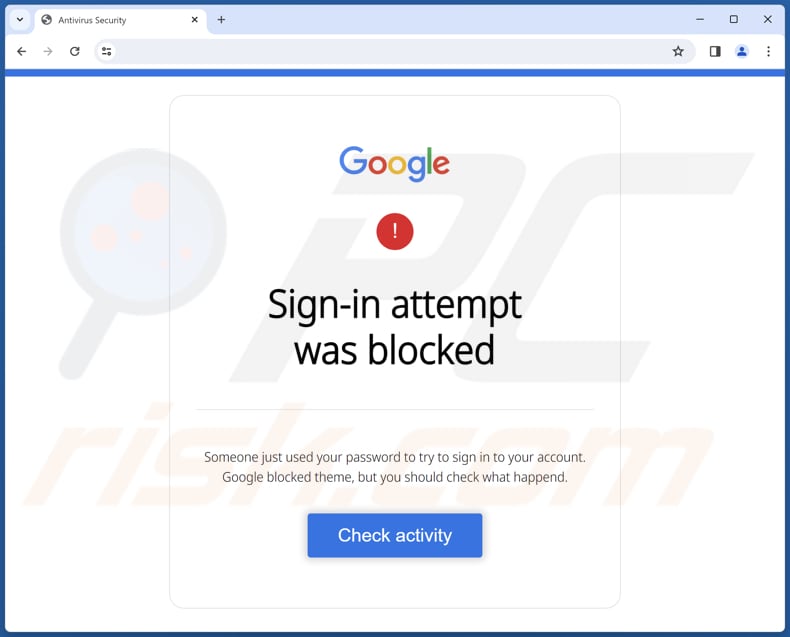 Google - Anmeldeversuch wurde blockiert Betrug