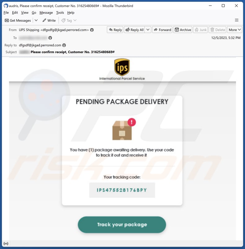 IPS Pending Package Delivery Phishing-E-Mail