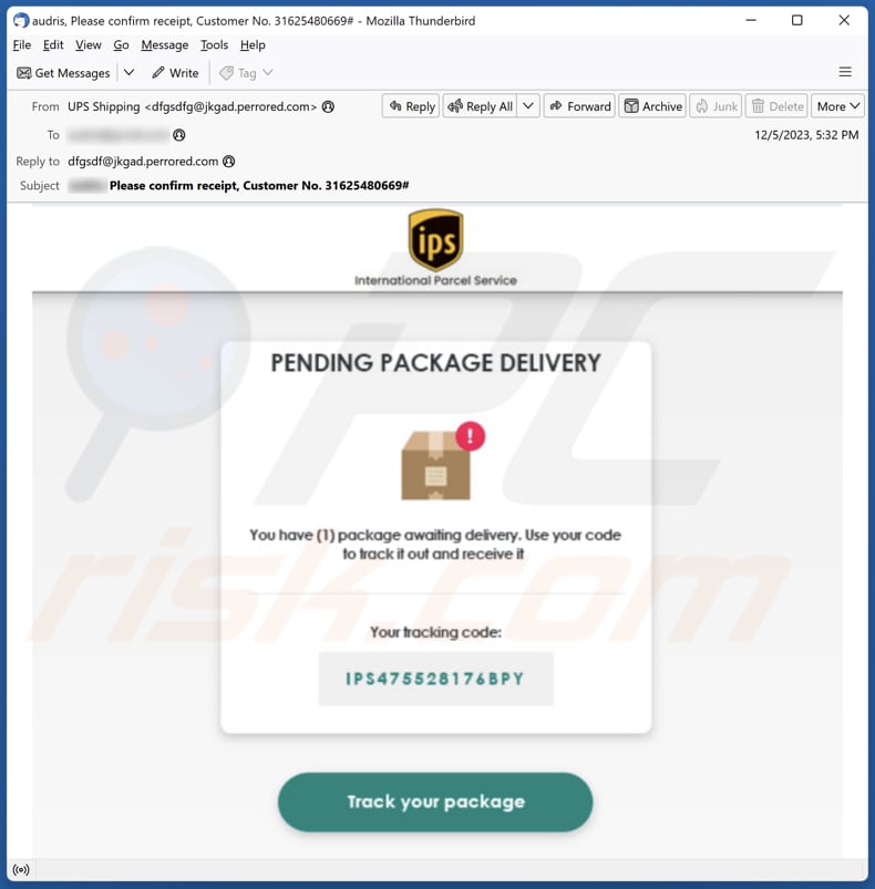 IPS Pending Package Delivery Phishing-E-Mail