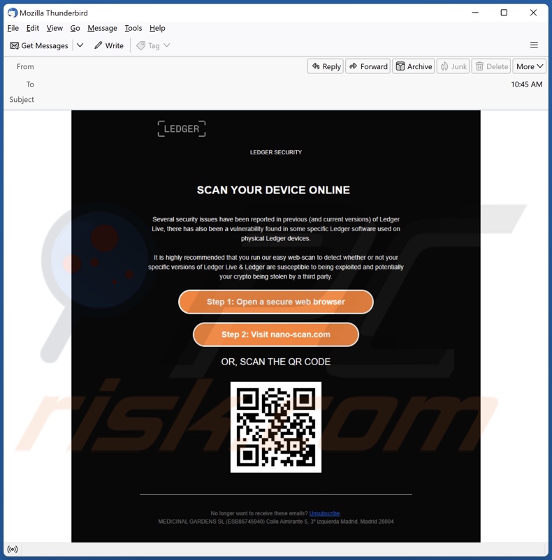 LEDGER SECURITY E-Mail Spam-Kampagne