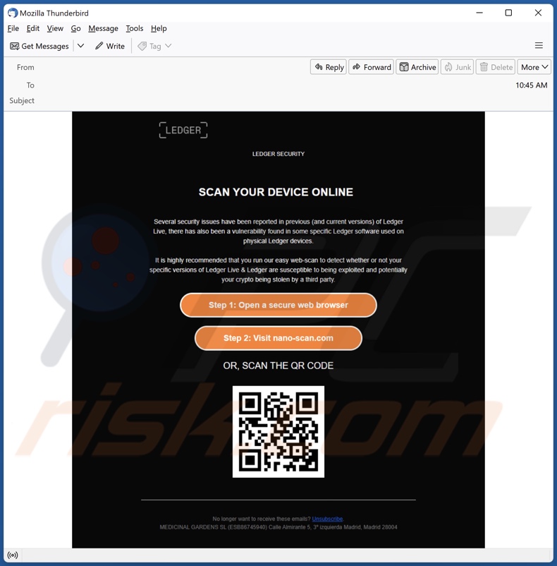 LEDGER SECURITY E-Mail Spam-Kampagne
