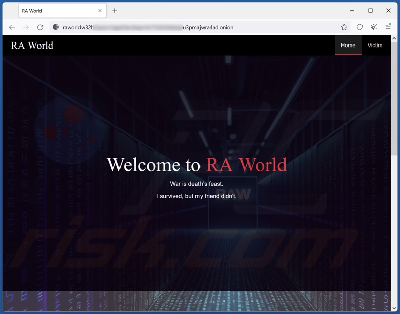 RA World Ransomware offizielle Webseite