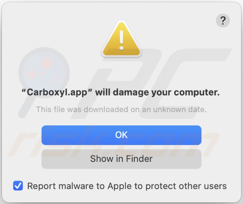 Carboxyl.app Adware Warnung