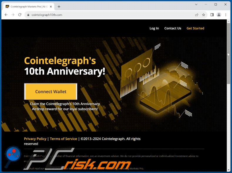 Aussehen des Cointelegraph's 10th Anniversary Airdrop Betrugs