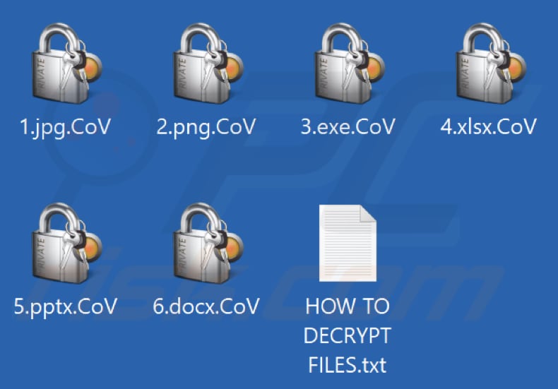 Von CoV Ransomware verschlüsselte Dateien (.CoV Erweiterung)